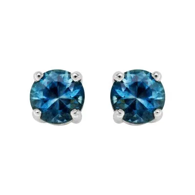 14kt White Gold 4mm Fine Blue Montana Sapphire Stud Earrings