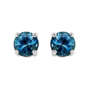 14kt White Gold 4mm Fine Blue Montana Sapphire Stud Earrings