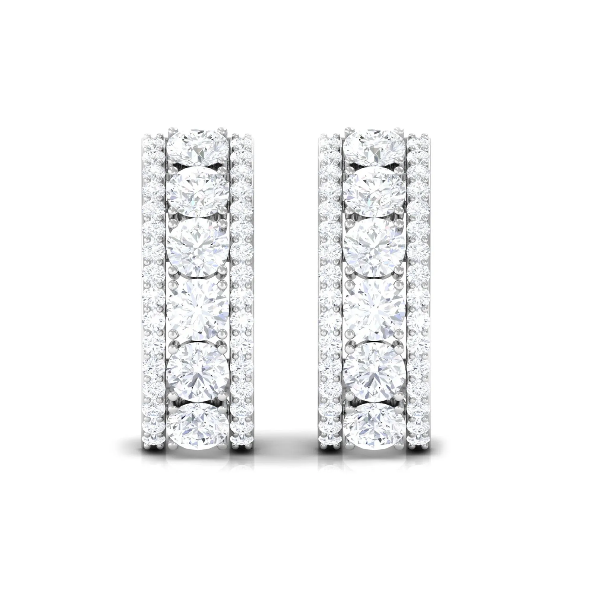 1.75 CT Prong Set Cubic Zirconia J Hoop Earrings in Gold