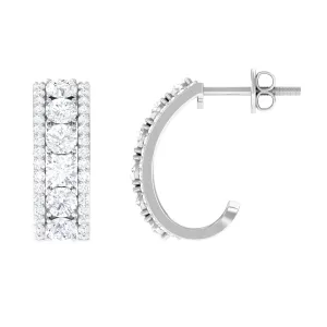1.75 CT Prong Set Cubic Zirconia J Hoop Earrings in Gold