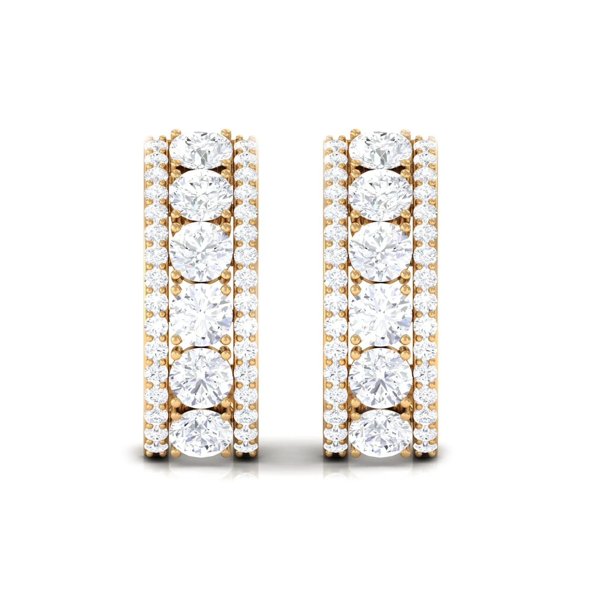 1.75 CT Prong Set Cubic Zirconia J Hoop Earrings in Gold