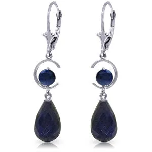 18.6 Carat 14K Solid White Gold Fulfilled Longings Sapphire Earrings