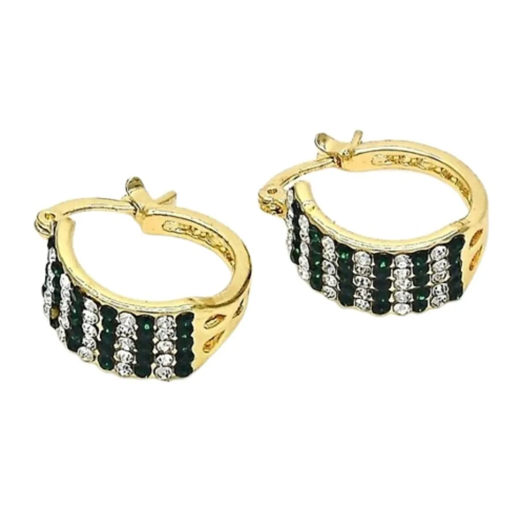 18K Gold-Filled Emerald Crystal Pav High-Polish Earrings