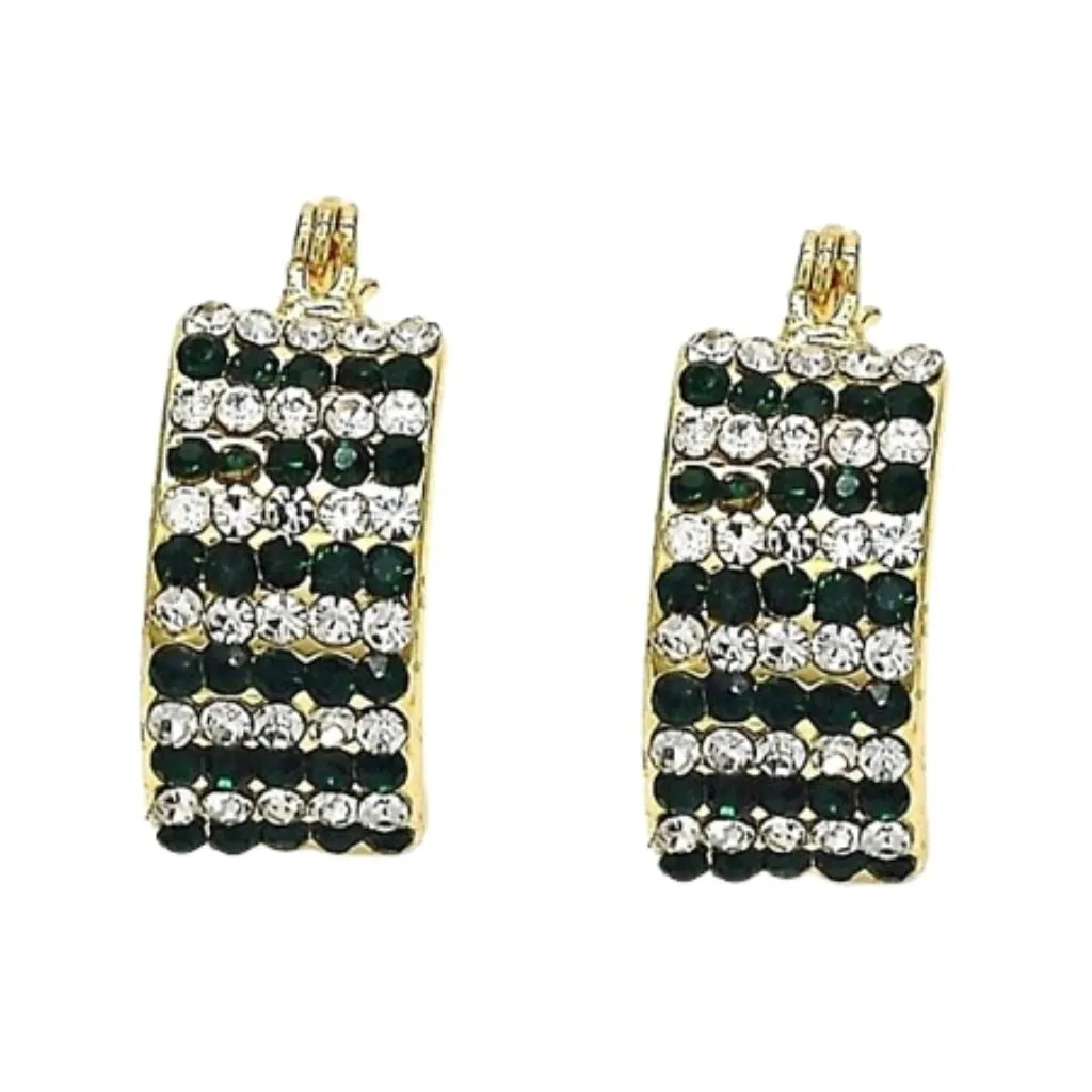 18K Gold-Filled Emerald Crystal Pav High-Polish Earrings