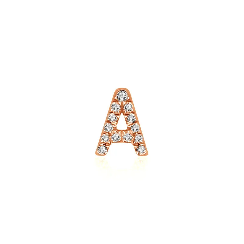 18k Gold Initial Letter "A" Diamond Pendant