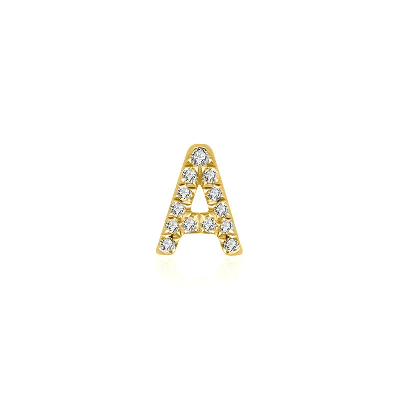 18k Gold Initial Letter "A" Diamond Pendant