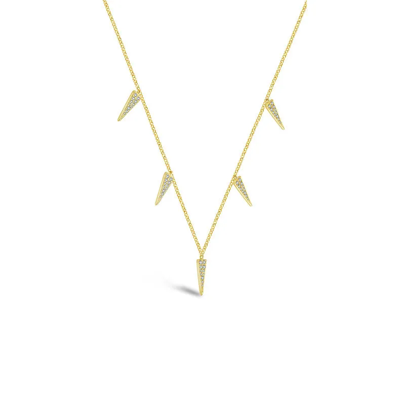 18k Gold Pointed Triangle Shape Diamond Necklace / Choker