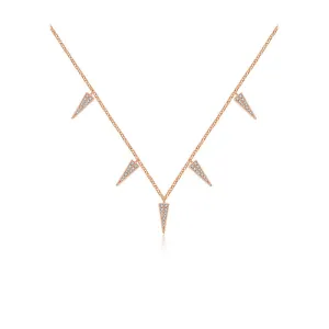 18k Gold Pointed Triangle Shape Diamond Necklace / Choker