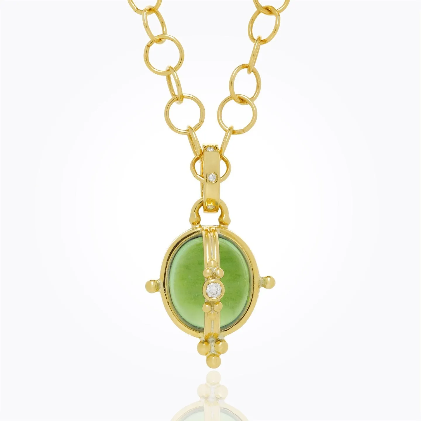 18K Locket with peridot and diamond