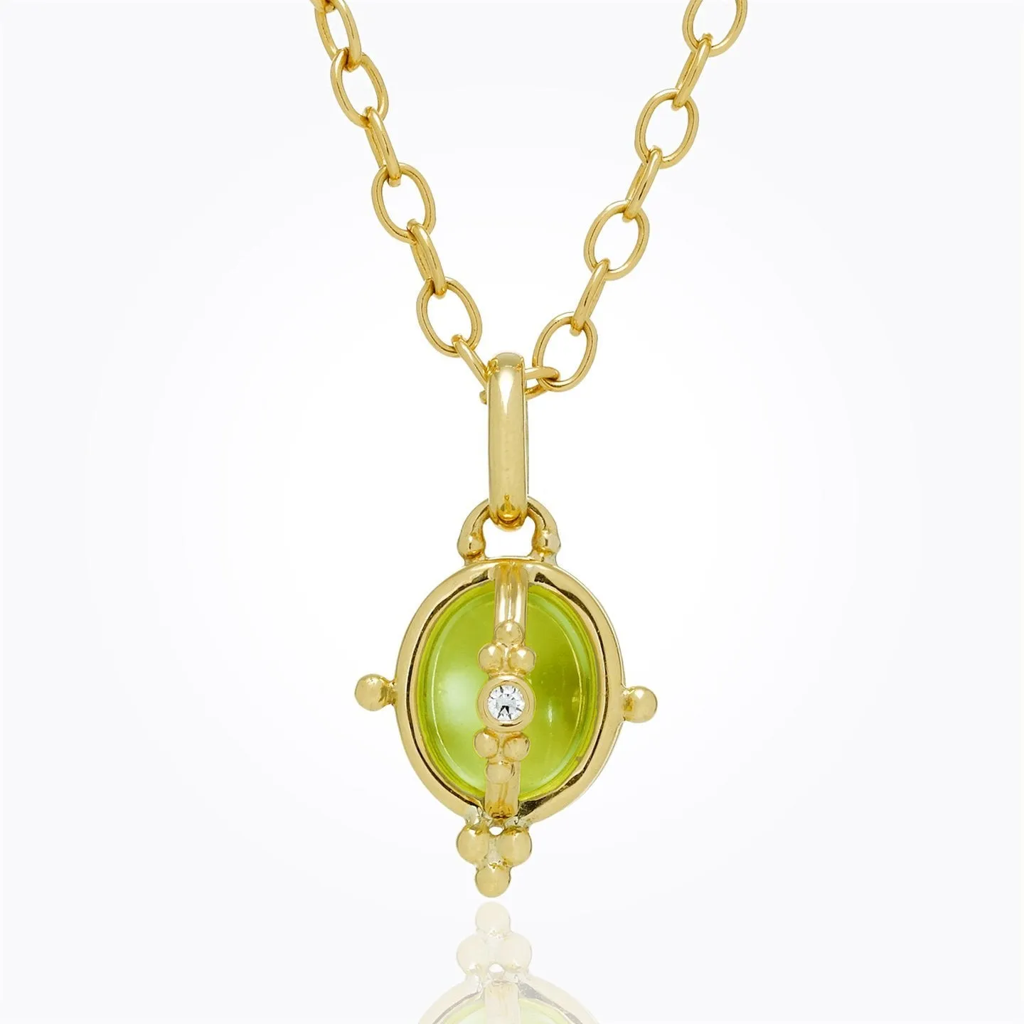 18K Locket with peridot and diamond