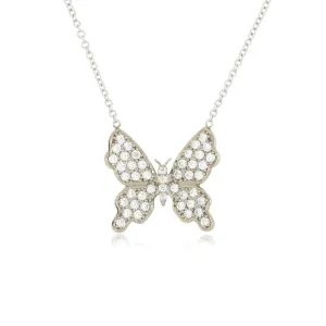 18k White Gold Diamond Butterfly Necklace