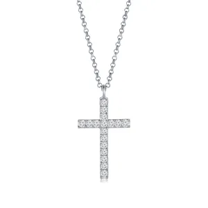 18K White Gold Diamond Cross Pendant
