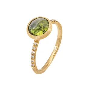 18K Yellow Gold Peridot and Diamond Stackable Ring