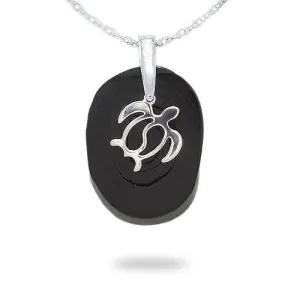 18" Honu Black Coral Necklace in Sterling Silver