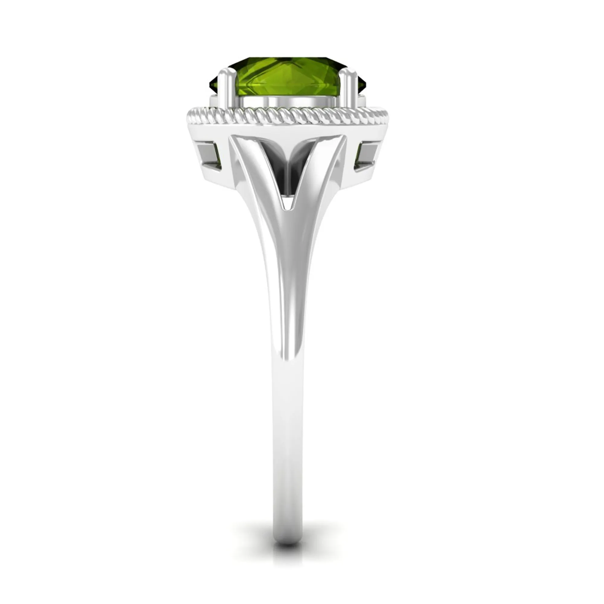 2 CT Round Peridot Solitaire Gold Ring in Split Shank