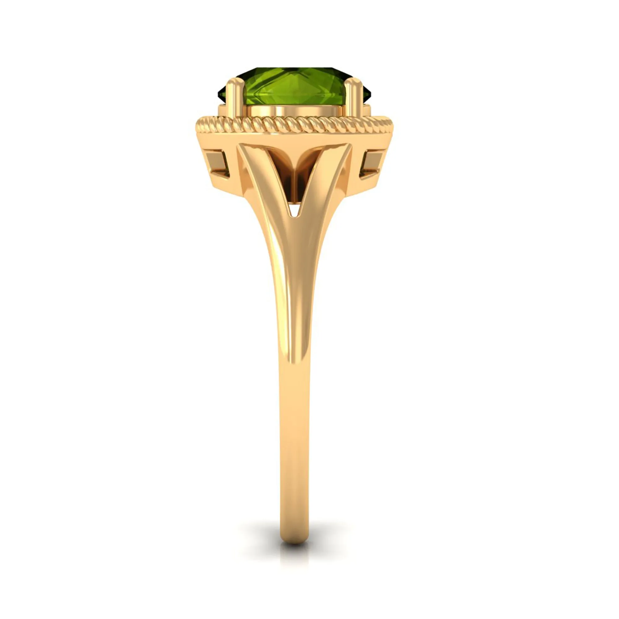 2 CT Round Peridot Solitaire Gold Ring in Split Shank
