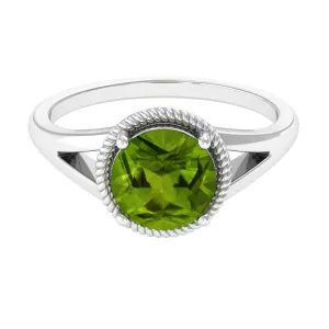 2 CT Round Peridot Solitaire Gold Ring in Split Shank