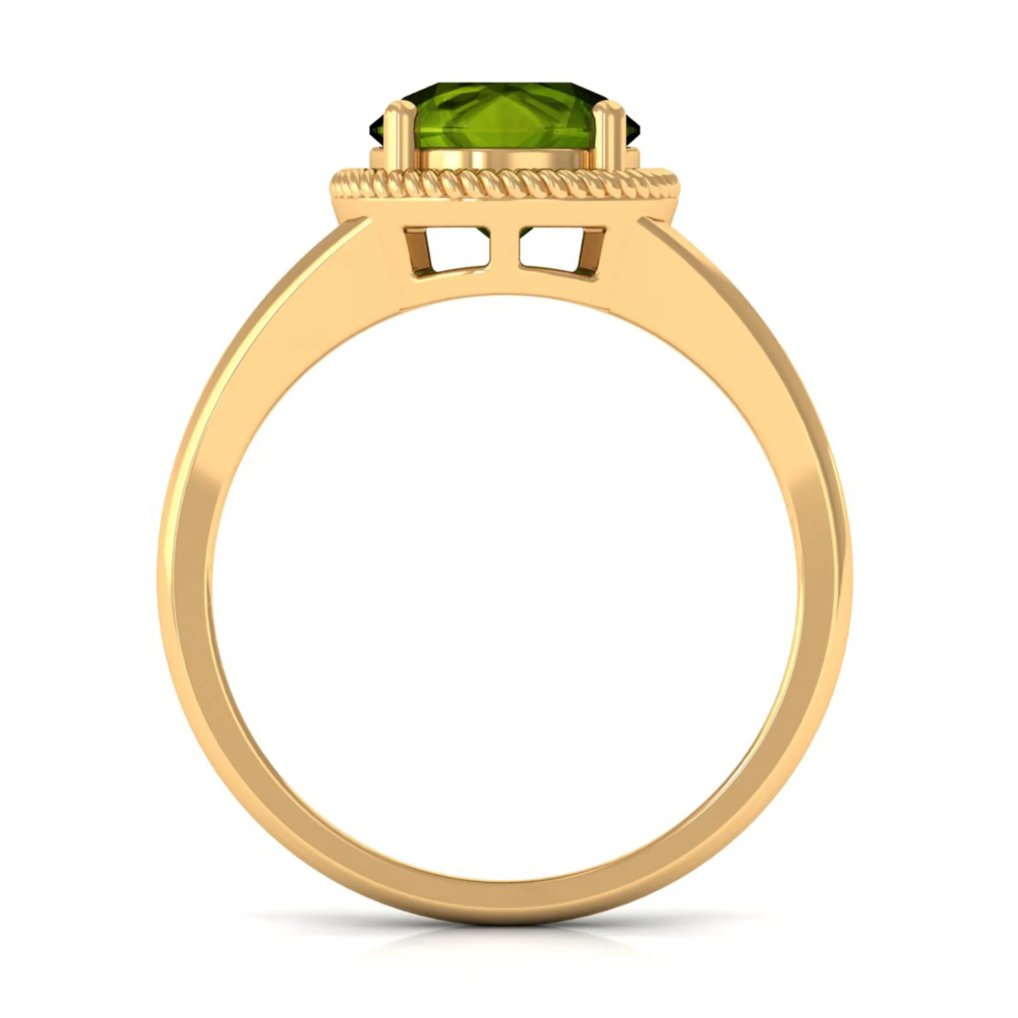 2 CT Round Peridot Solitaire Gold Ring in Split Shank
