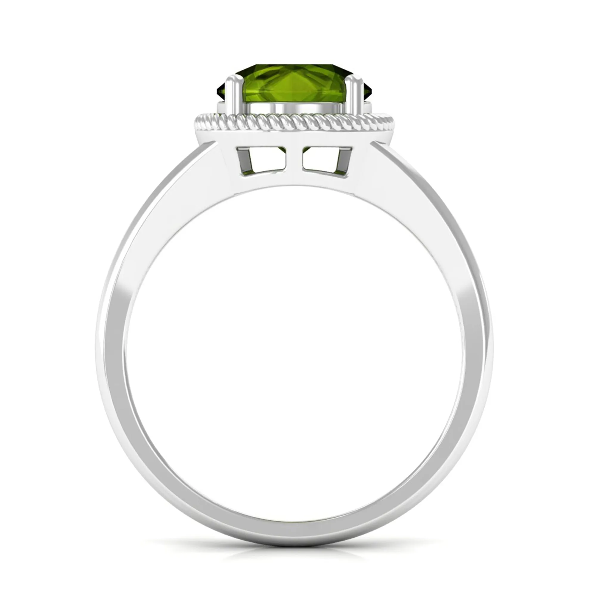 2 CT Round Peridot Solitaire Gold Ring in Split Shank