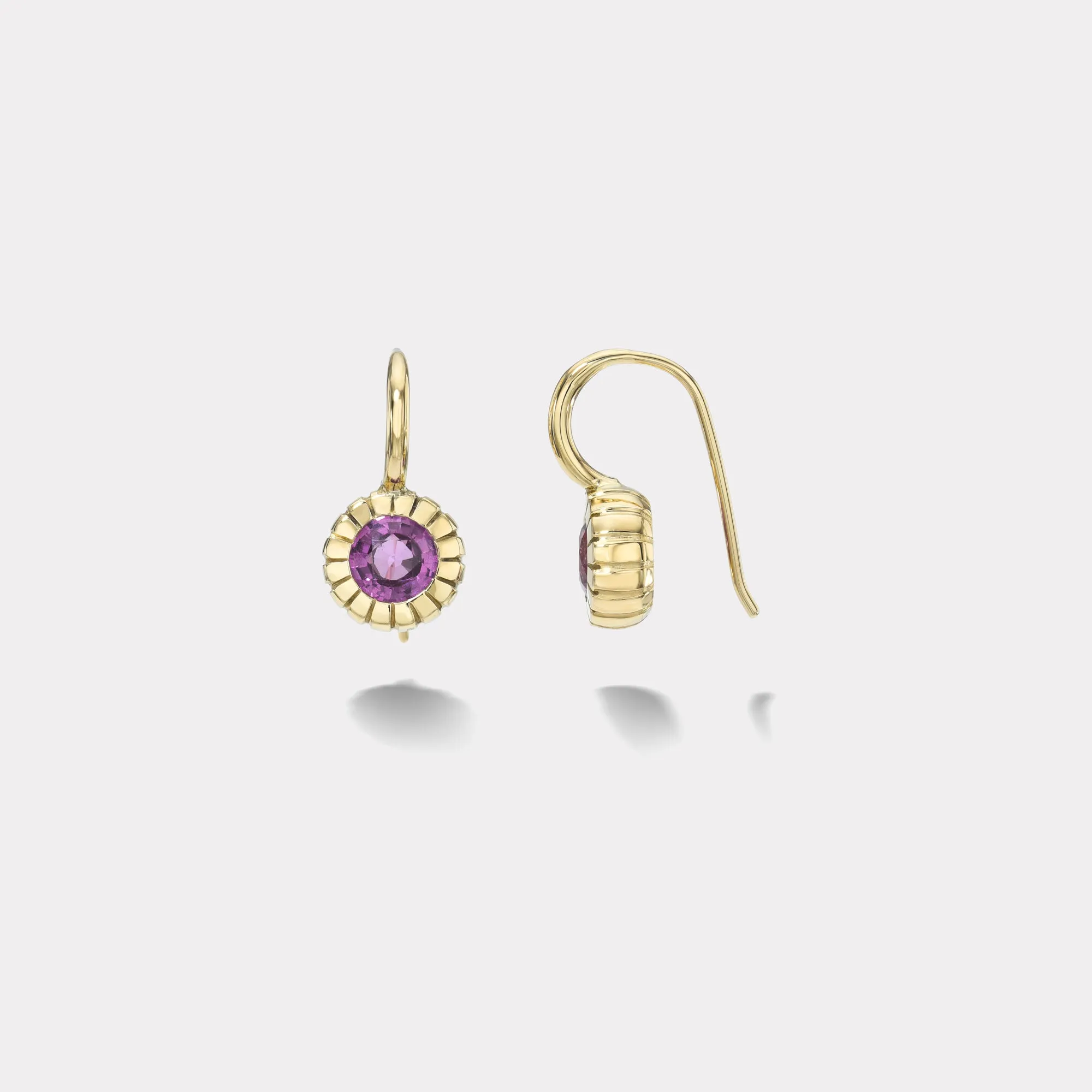 2.02ct Round Pink Sapphire Heirloom Bezel Earrings