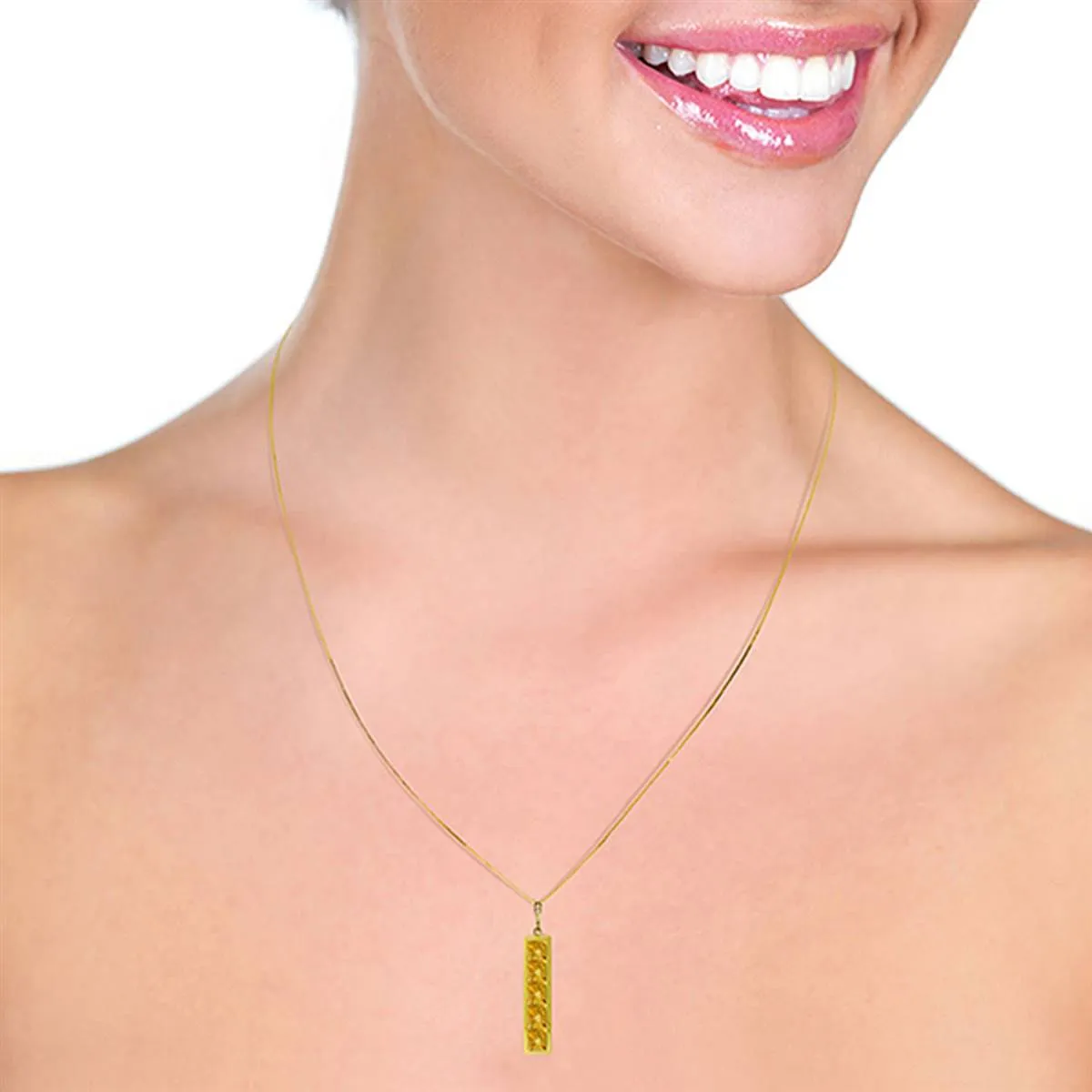 2.25 Carat 14K Solid Yellow Gold Sensible And Still Citrine Necklace