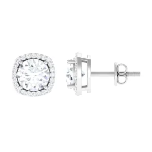 2.25 CT Classic Zircon Stud Earrings with Halo