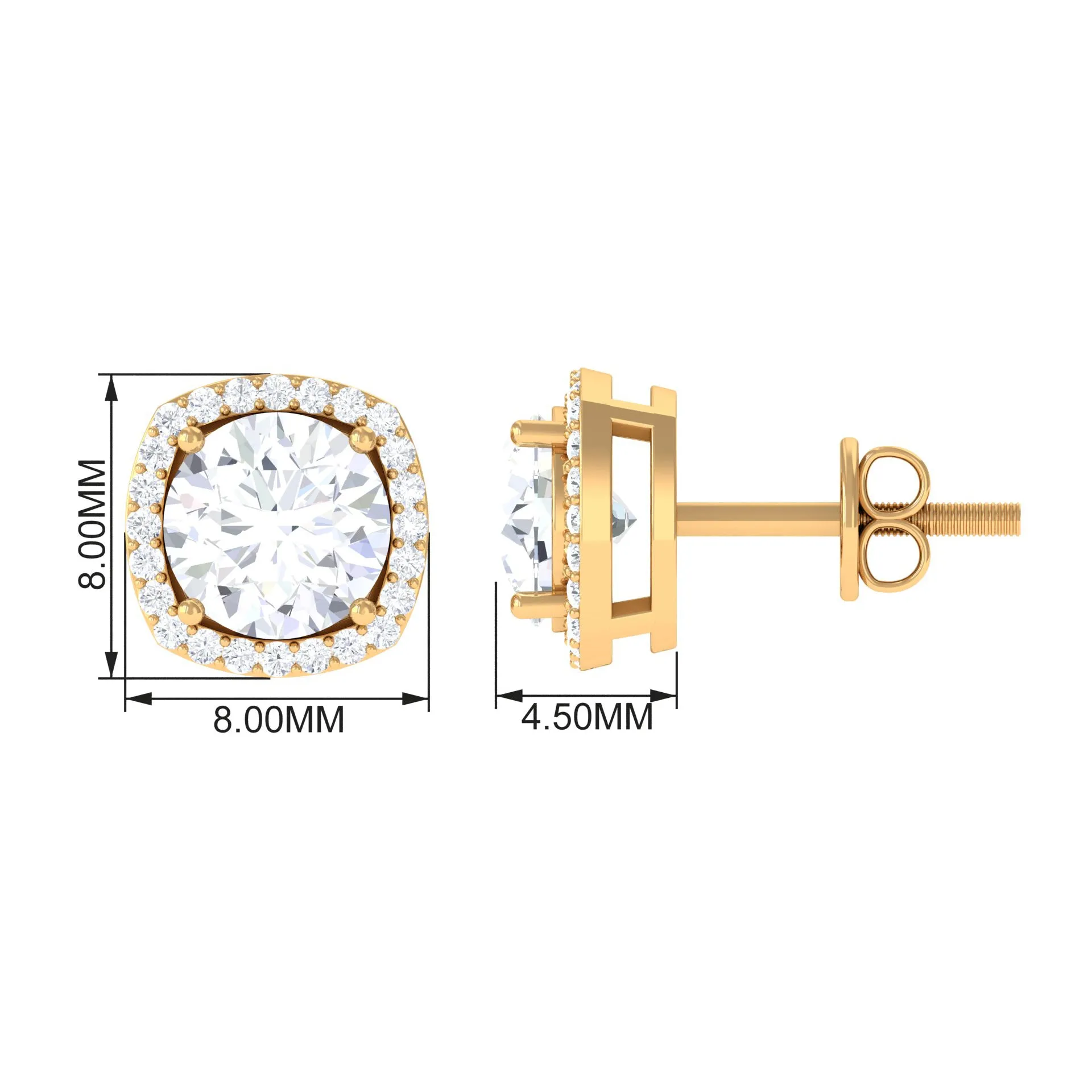 2.25 CT Classic Zircon Stud Earrings with Halo