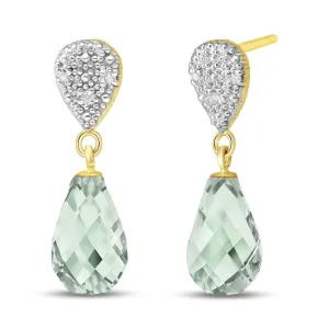 4.53 Carat 14K Solid Yellow Gold Splendid Green Amethyst Diamond Earrings