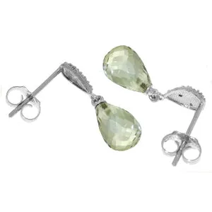 4.53 Carat 14K Solid Yellow Gold Splendid Green Amethyst Diamond Earrings