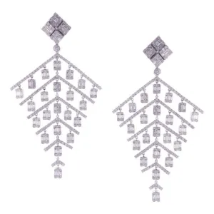 454 Round Diamonds 14K White Gold Chandelier Earrings