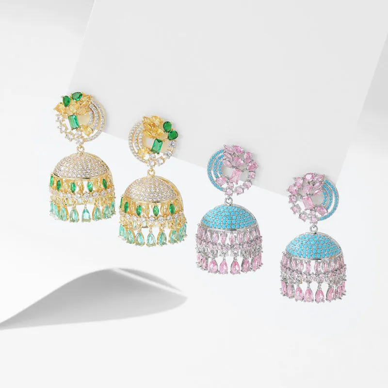 925 Silver Needles Stereoscopic Wind Chime Fringed Boho Earrings