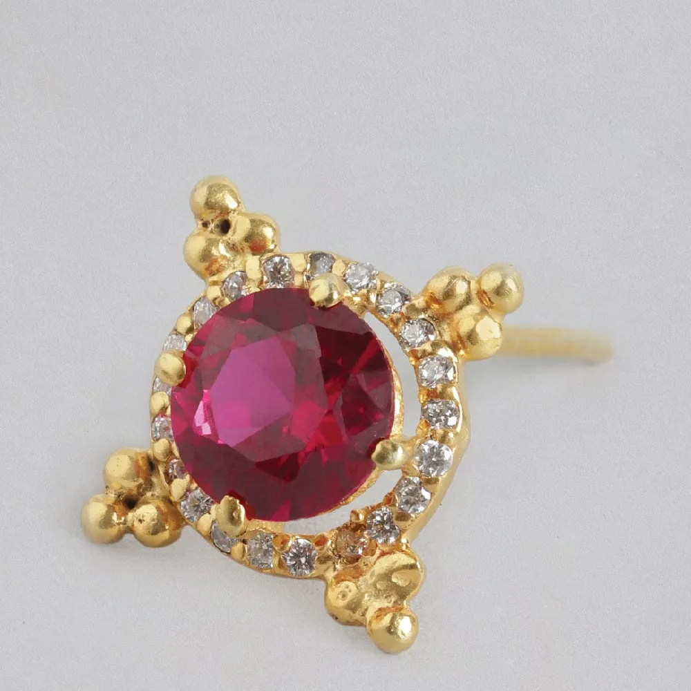 92.5 Silver Red Kundan Chakra Stud Earrings