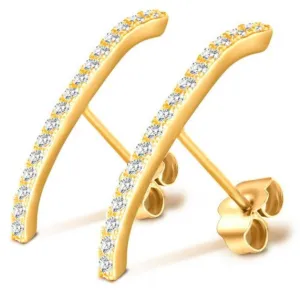 925 Sterling Silver and 18K Gold-filled Diamond Bar Studs