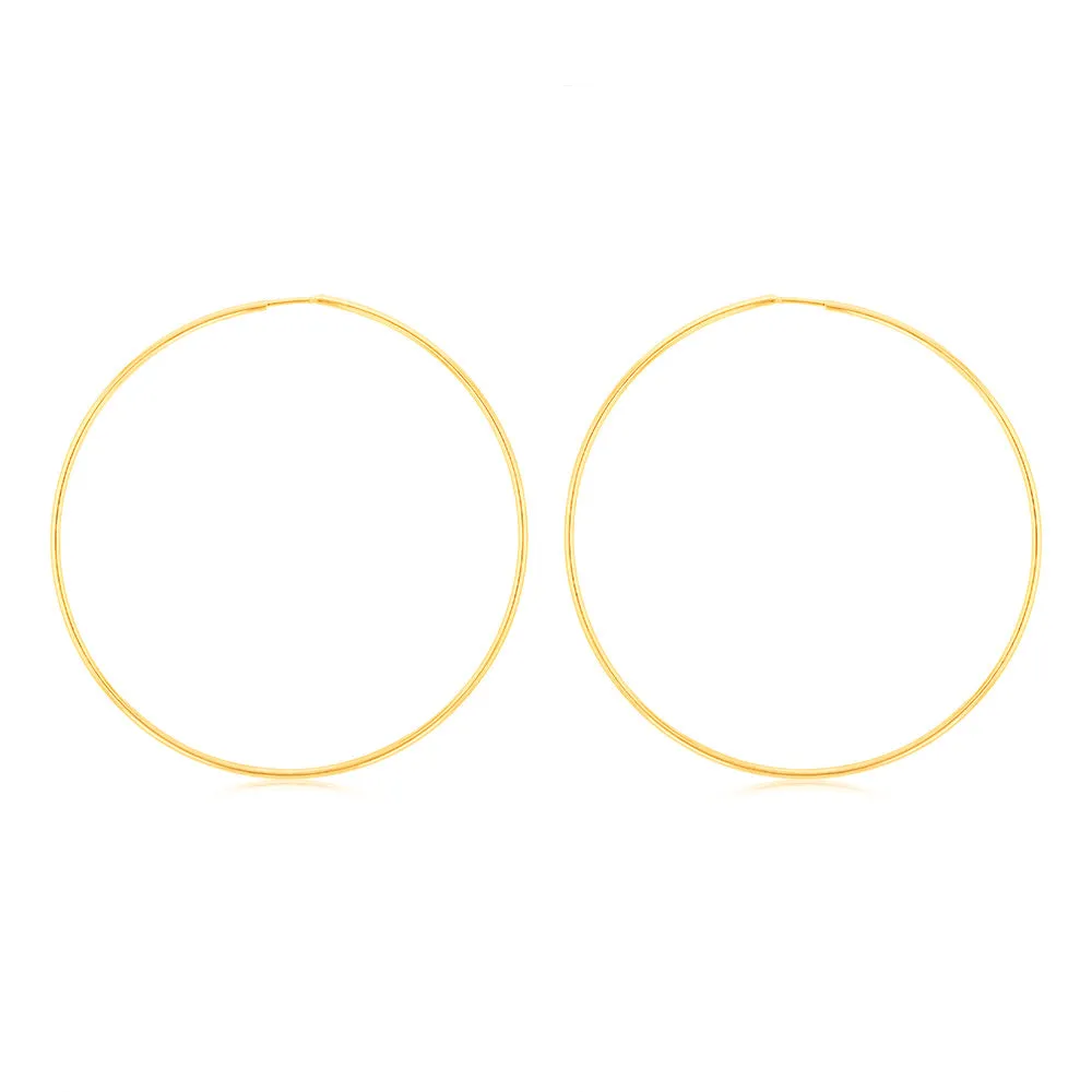 9ct Yellow Gold Plain 30mm Sleeper Earrings