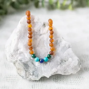 Adults | Malachite Mix   Raw Cognac Amber Necklace