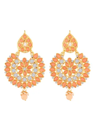 Alloy Chandbali Earrings in Pink