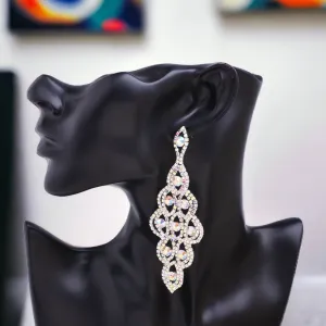 AMBER - ab silver rhinestone drop earrings
