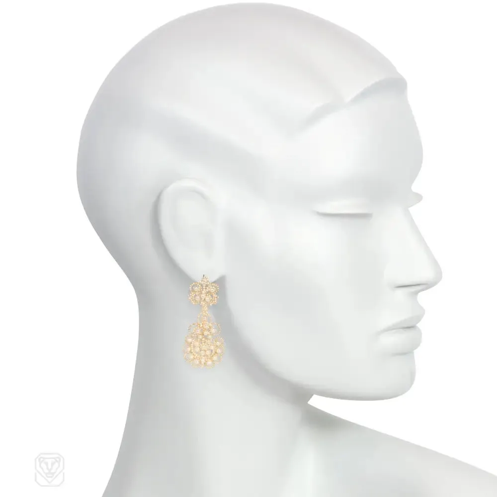 Antique seed pearl chandelier earrings