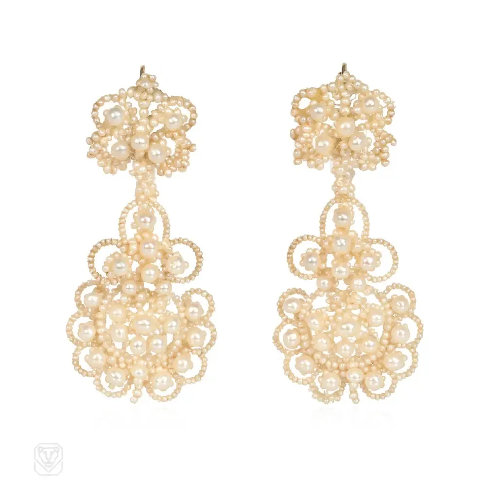 Antique seed pearl chandelier earrings