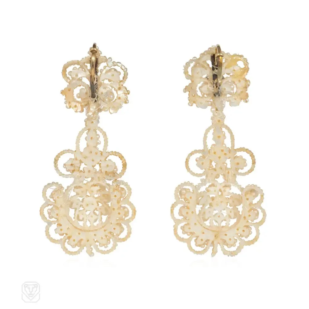 Antique seed pearl chandelier earrings
