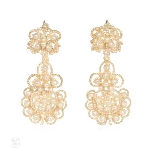 Antique seed pearl chandelier earrings