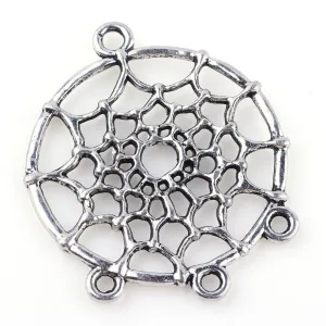 Antique Silver Chandelier Earring Dream Catcher 28x34mm (10 pcs)