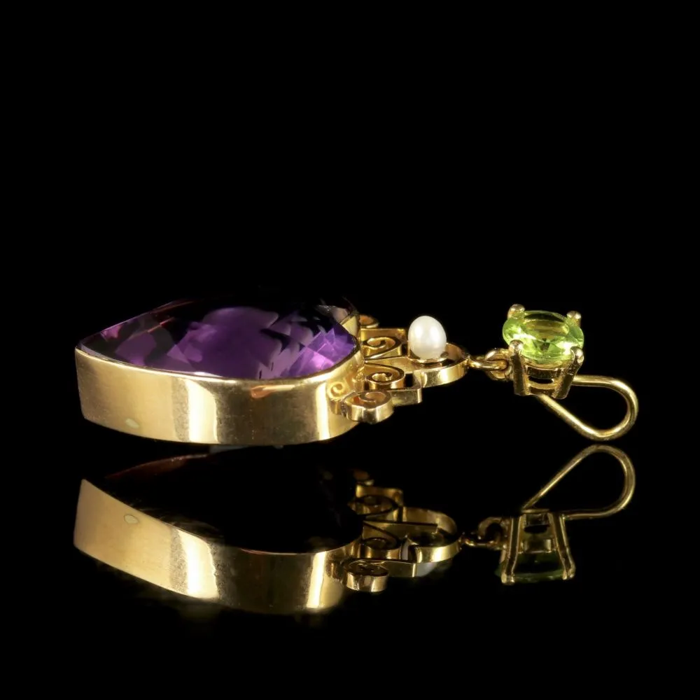 Antique Victorian Suffragette Pendant Amethyst Heart 9Ct Gold Circa 1900