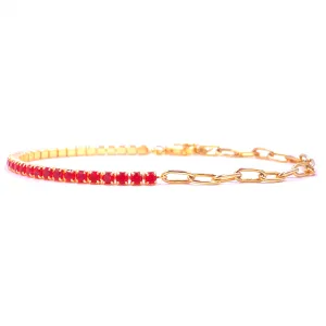 Ashley Gold Sterling Silver Gold Plated CZ Prong Set And Link Bracelet