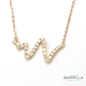 Baikalla™ "The Beat of your Heart" 18K Rose Gold 0.365 CTW Heart Beat Diamond Pendant Necklace