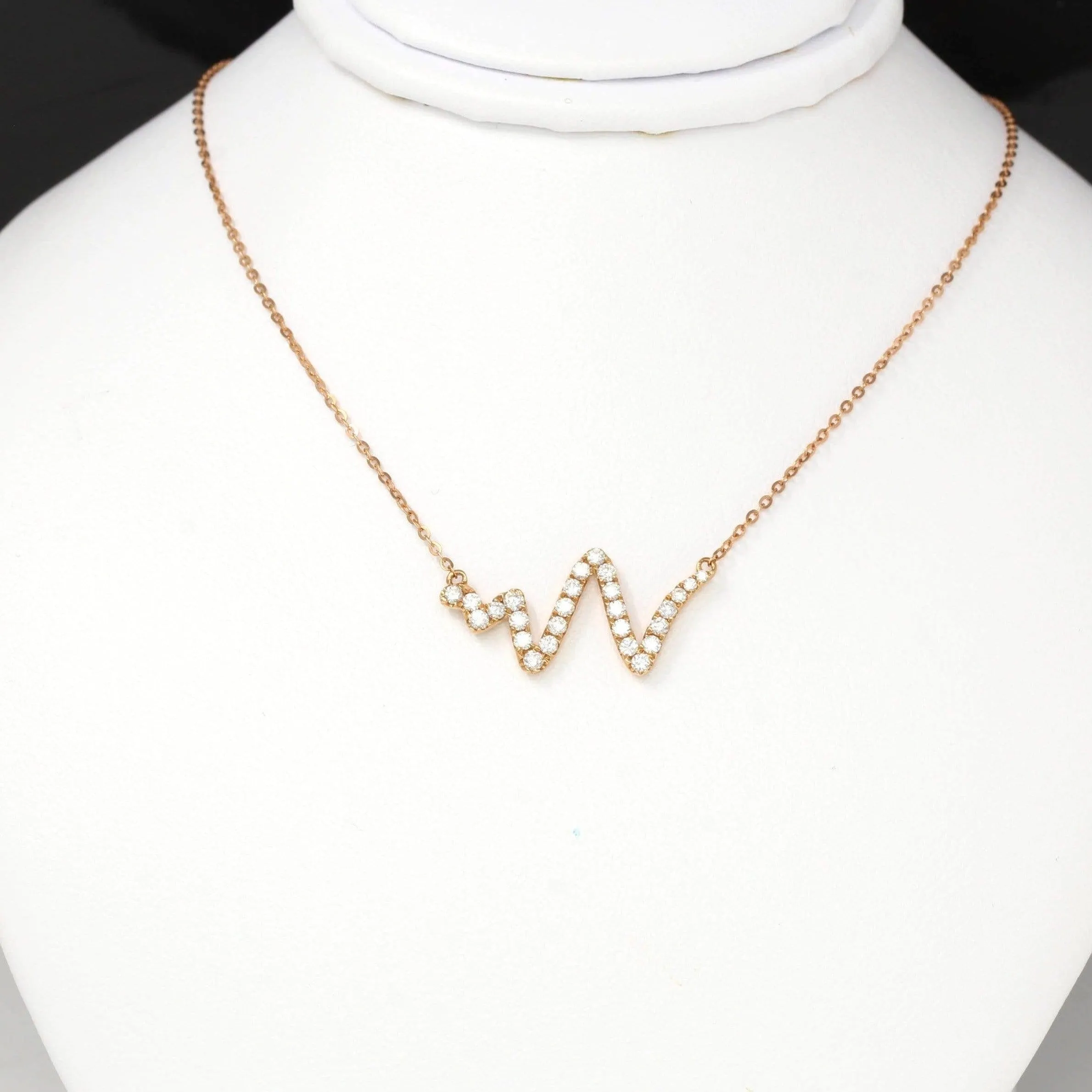 Baikalla™ "The Beat of your Heart" 18K Rose Gold 0.365 CTW Heart Beat Diamond Pendant Necklace