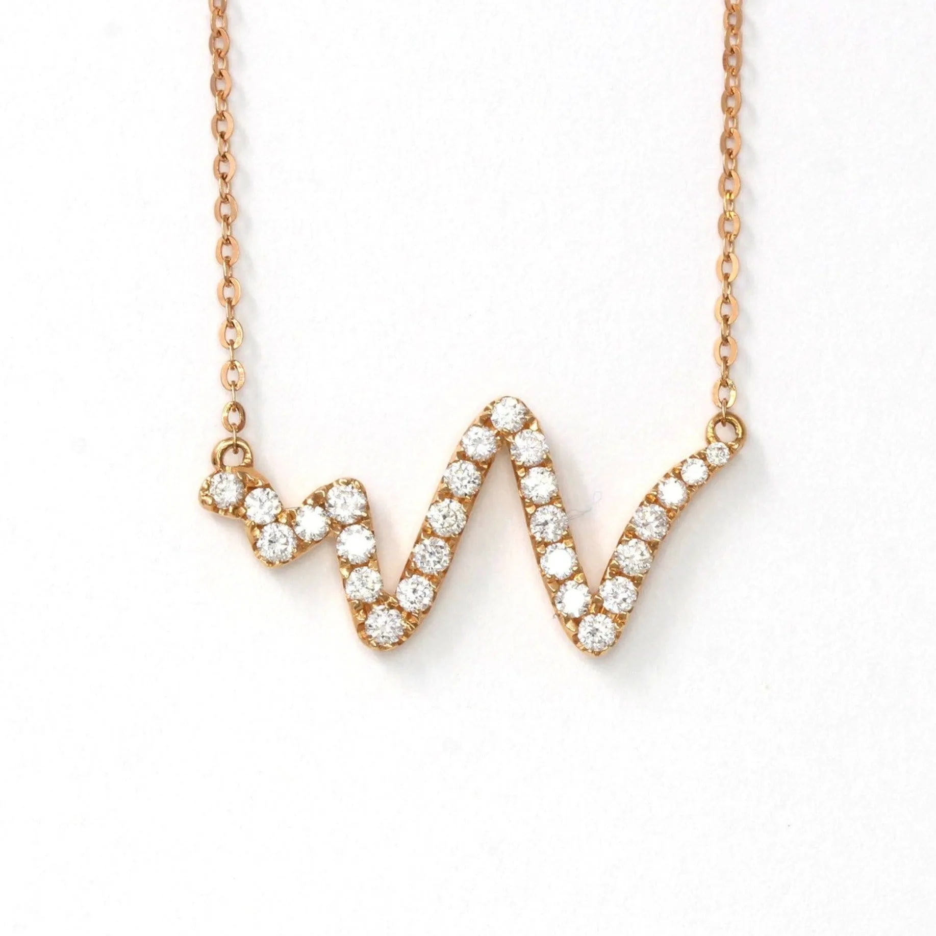 Baikalla™ "The Beat of your Heart" 18K Rose Gold 0.365 CTW Heart Beat Diamond Pendant Necklace