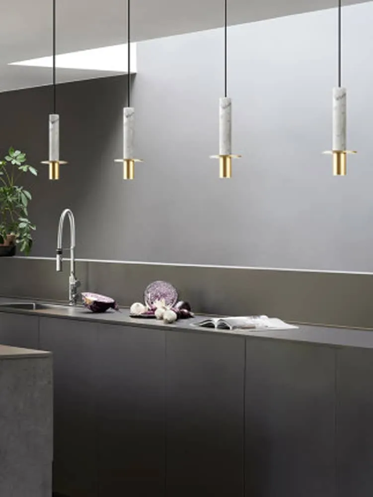 Bauernoh Cylindrical Marble Top Pendant Lamp