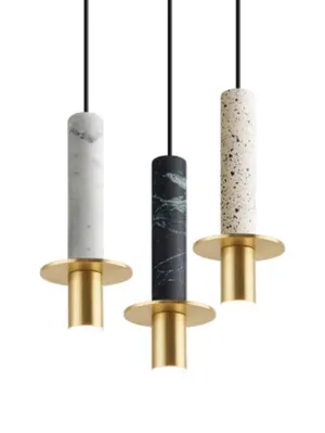 Bauernoh Cylindrical Marble Top Pendant Lamp