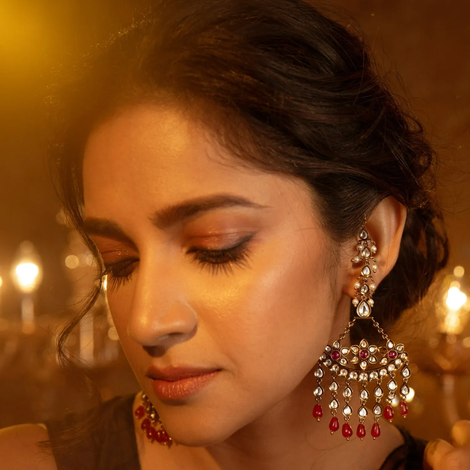 Bessie Kundan Chandelier Earrings